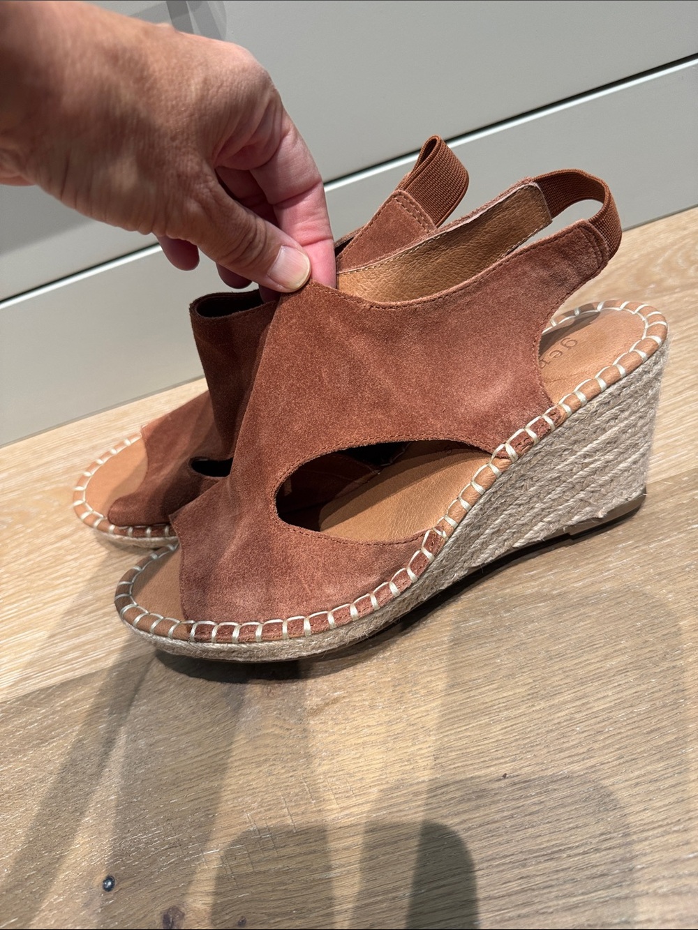 New Gentle Souls Suede Wedge Espadrille Sandals in Brown Rust size 7.5